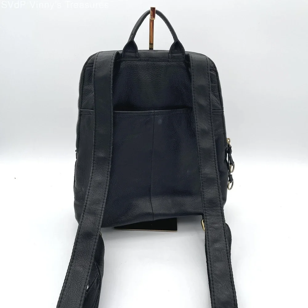 VTG American Leather Co. Black Leather Y2K Minimalist Capsule Unisex Backpack